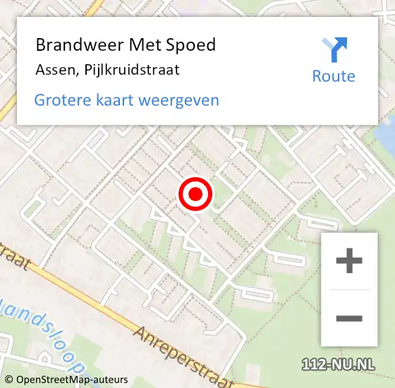 Locatie op kaart van de 112 melding: Brandweer Met Spoed Naar Assen, Pijlkruidstraat op 10 december 2017 02:07