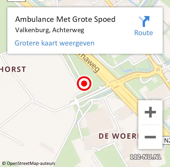Locatie op kaart van de 112 melding: Ambulance Met Grote Spoed Naar Valkenburg, Achterweg op 10 december 2017 02:30