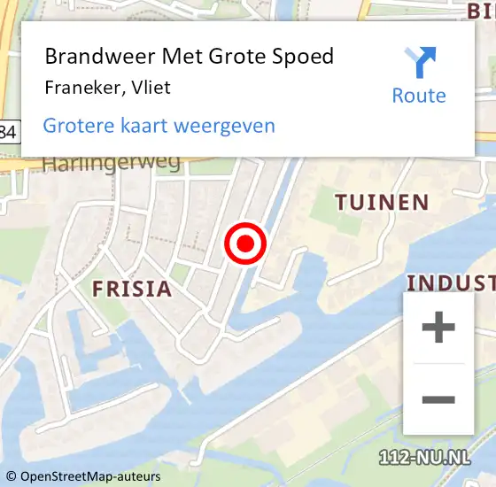 Locatie op kaart van de 112 melding: Brandweer Met Grote Spoed Naar Franeker, Vliet op 10 december 2017 02:51