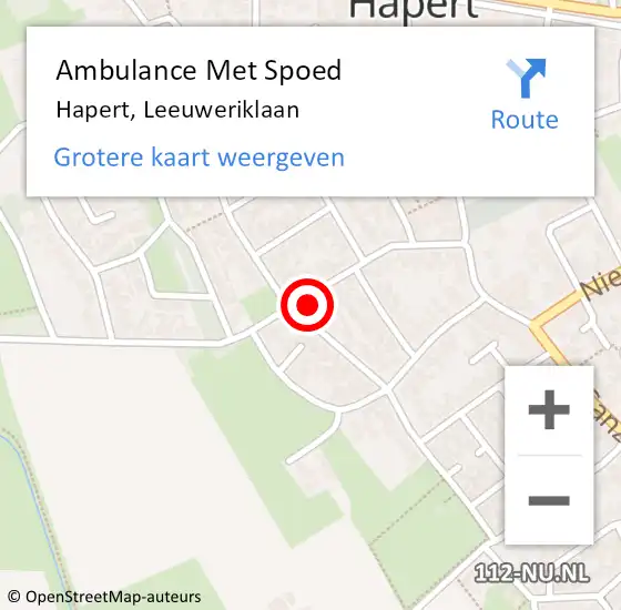 Locatie op kaart van de 112 melding: Ambulance Met Spoed Naar Hapert, Leeuweriklaan op 10 december 2017 03:09