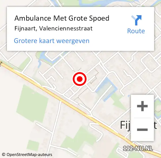 Locatie op kaart van de 112 melding: Ambulance Met Grote Spoed Naar Fijnaart, Valenciennesstraat op 10 december 2017 04:10