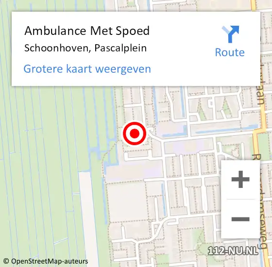 Locatie op kaart van de 112 melding: Ambulance Met Spoed Naar Schoonhoven, Pascalplein op 10 december 2017 04:49