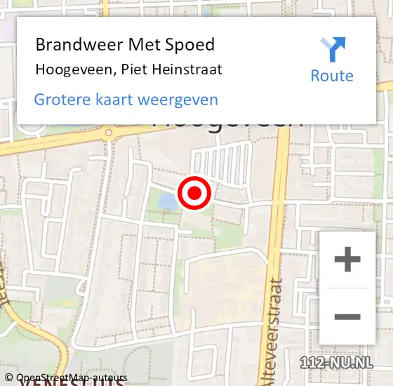 Locatie op kaart van de 112 melding: Brandweer Met Spoed Naar Hoogeveen, Piet Heinstraat op 10 december 2017 05:49