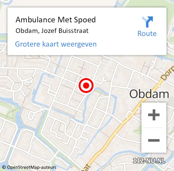 Locatie op kaart van de 112 melding: Ambulance Met Spoed Naar Obdam, Jozef Buisstraat op 10 december 2017 05:55