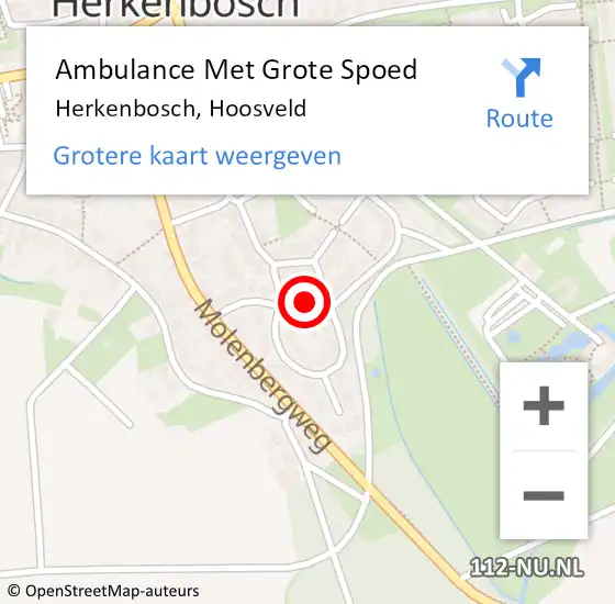 Locatie op kaart van de 112 melding: Ambulance Met Grote Spoed Naar Herkenbosch, Hoosveld op 10 december 2017 06:25