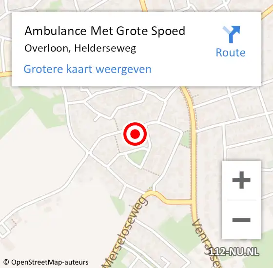 Locatie op kaart van de 112 melding: Ambulance Met Grote Spoed Naar Overloon, Helderseweg op 9 februari 2014 12:22