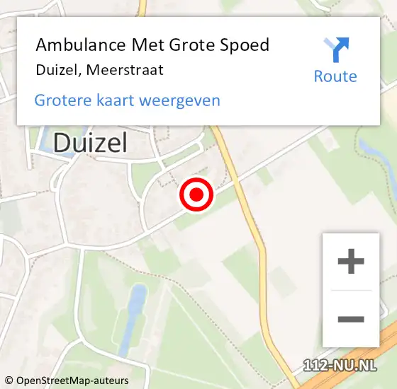 Locatie op kaart van de 112 melding: Ambulance Met Grote Spoed Naar Duizel, Meerstraat op 10 december 2017 08:34