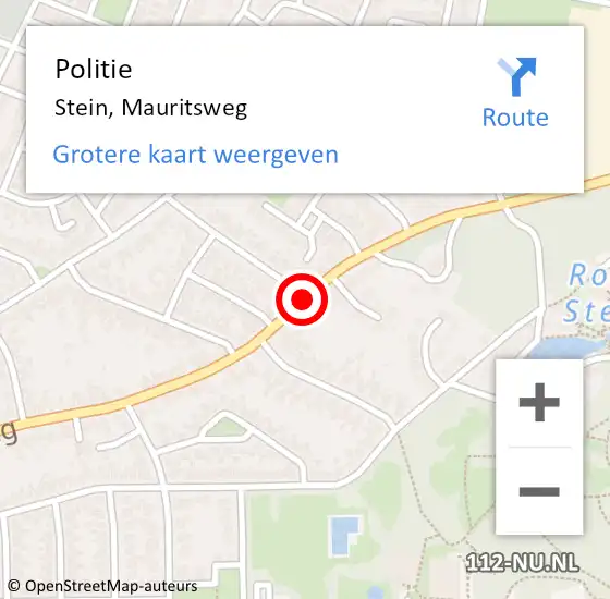 Locatie op kaart van de 112 melding: Politie Stein, Mauritsweg op 10 december 2017 08:46