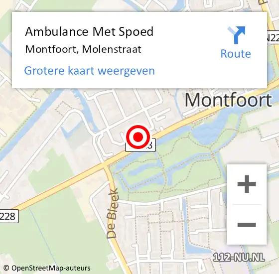 Locatie op kaart van de 112 melding: Ambulance Met Spoed Naar Montfoort, Molenstraat op 10 december 2017 09:25