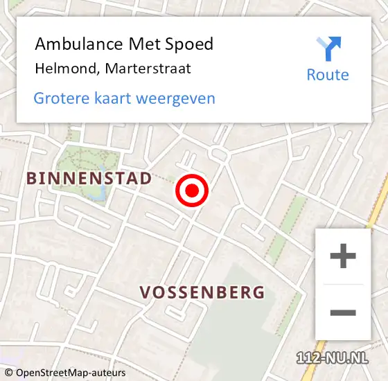 Locatie op kaart van de 112 melding: Ambulance Met Spoed Naar Helmond, Marterstraat op 10 december 2017 09:35