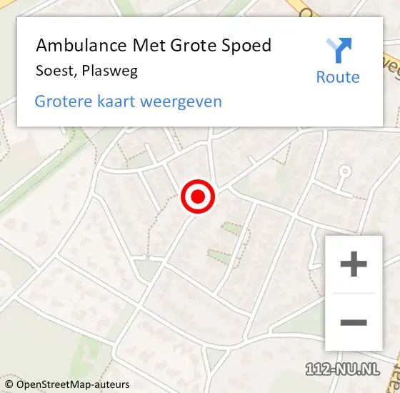 Locatie op kaart van de 112 melding: Ambulance Met Grote Spoed Naar Soest, Plasweg op 10 december 2017 09:46