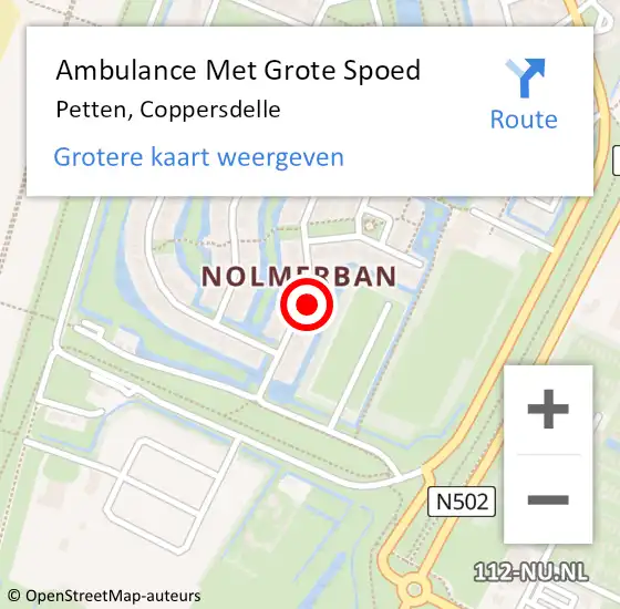 Locatie op kaart van de 112 melding: Ambulance Met Grote Spoed Naar Petten, Coppersdelle op 10 december 2017 10:28