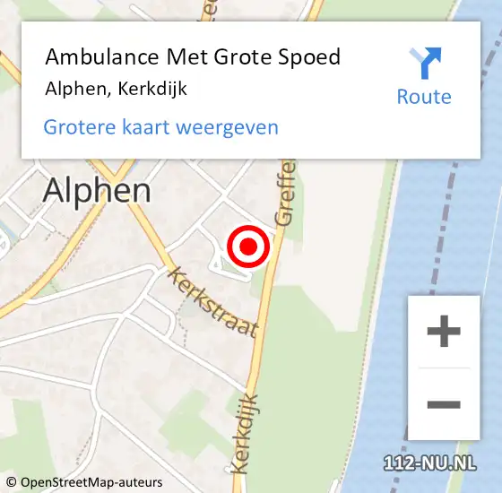 Locatie op kaart van de 112 melding: Ambulance Met Grote Spoed Naar Alphen, Kerkdijk op 10 december 2017 10:39