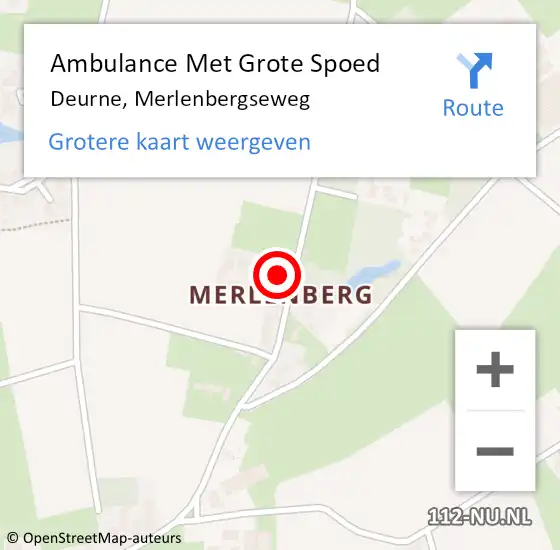 Locatie op kaart van de 112 melding: Ambulance Met Grote Spoed Naar Deurne, Merlenbergseweg op 10 december 2017 10:42