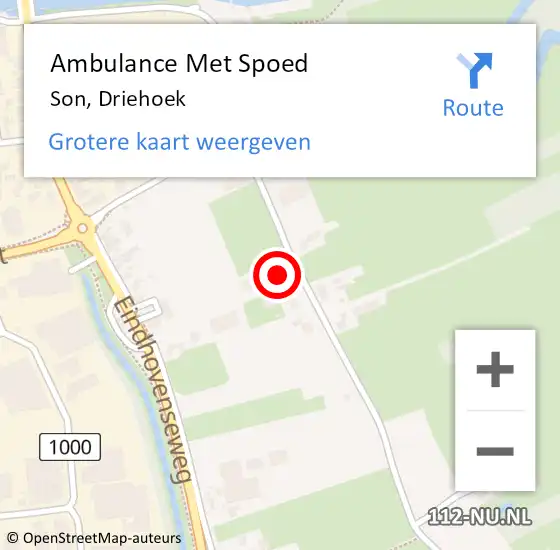 Locatie op kaart van de 112 melding: Ambulance Met Spoed Naar Son, Driehoek op 10 december 2017 11:05