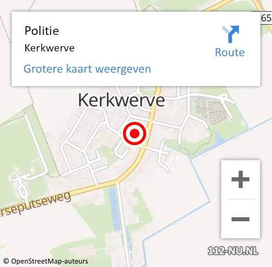 Locatie op kaart van de 112 melding: Politie Kerkwerve op 10 december 2017 11:49