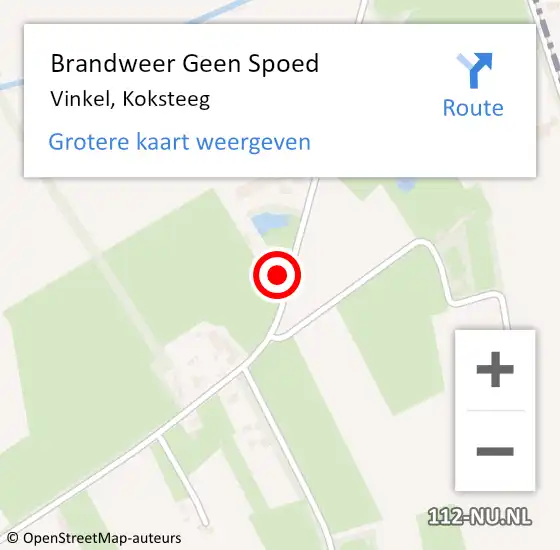 Locatie op kaart van de 112 melding: Brandweer Geen Spoed Naar Vinkel, Koksteeg op 10 december 2017 13:22