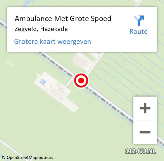 Locatie op kaart van de 112 melding: Ambulance Met Grote Spoed Naar Zegveld, Hazekade op 10 december 2017 13:24