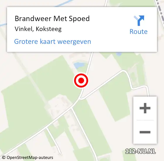 Locatie op kaart van de 112 melding: Brandweer Met Spoed Naar Vinkel, Koksteeg op 10 december 2017 13:25