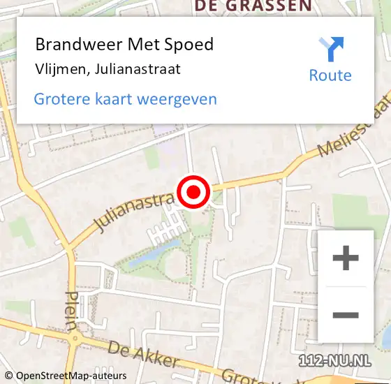 Locatie op kaart van de 112 melding: Brandweer Met Spoed Naar Vlijmen, Julianastraat op 10 december 2017 13:36