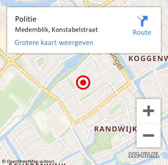 Locatie op kaart van de 112 melding: Politie Medemblik, Konstabelstraat op 10 december 2017 13:53