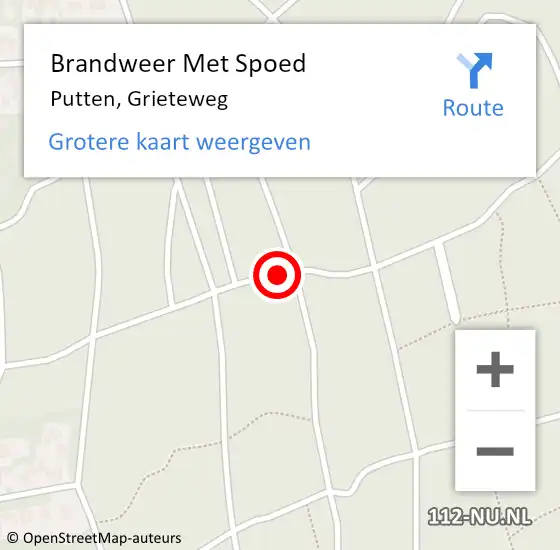 Locatie op kaart van de 112 melding: Brandweer Met Spoed Naar Putten, Grieteweg op 10 december 2017 14:32