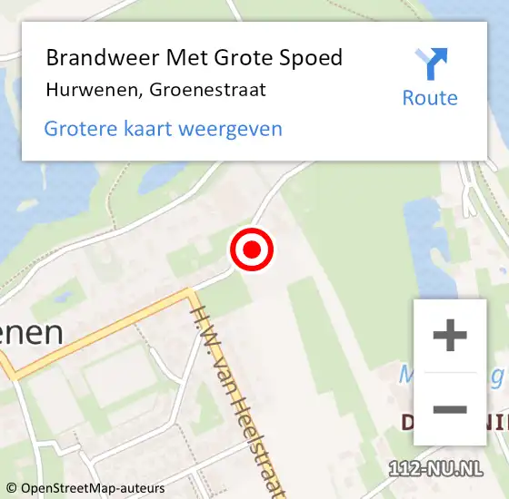 Locatie op kaart van de 112 melding: Brandweer Met Grote Spoed Naar Hurwenen, Groenestraat op 10 december 2017 14:42