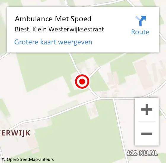 Locatie op kaart van de 112 melding: Ambulance Met Spoed Naar Biest, Klein Westerwijksestraat op 10 december 2017 14:45