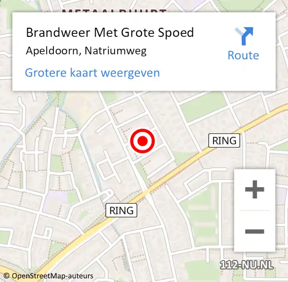 Locatie op kaart van de 112 melding: Brandweer Met Grote Spoed Naar Apeldoorn, Natriumweg op 10 december 2017 14:56