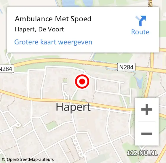 Locatie op kaart van de 112 melding: Ambulance Met Spoed Naar Hapert, De Voort op 10 december 2017 15:07