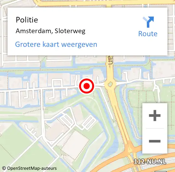 Locatie op kaart van de 112 melding: Politie Amsterdam, Sloterweg op 10 december 2017 15:19