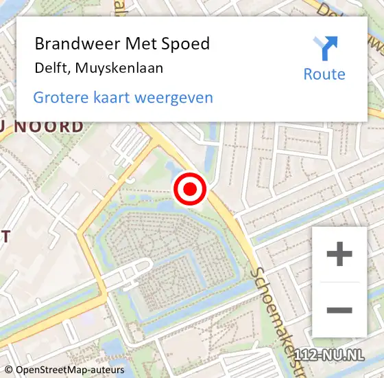 Locatie op kaart van de 112 melding: Brandweer Met Spoed Naar Delft, Muyskenlaan op 10 december 2017 15:19