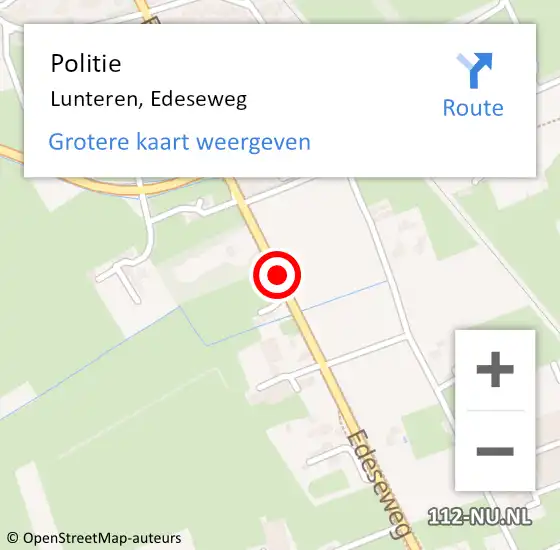 Locatie op kaart van de 112 melding: Politie Lunteren, Edeseweg op 10 december 2017 15:41