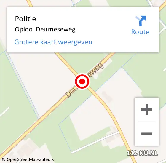 Locatie op kaart van de 112 melding: Politie Oploo, Deurneseweg op 10 december 2017 15:47