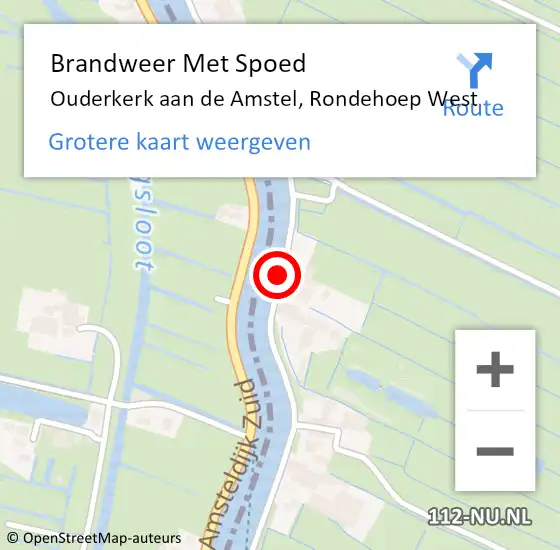 Locatie op kaart van de 112 melding: Brandweer Met Spoed Naar Ouderkerk aan de Amstel, Rondehoep West op 10 december 2017 15:52