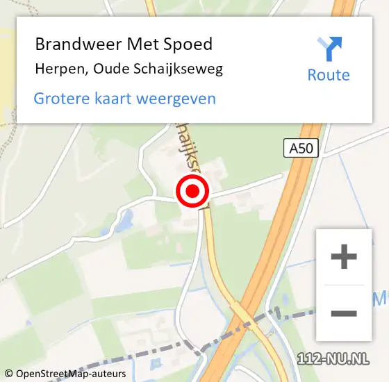 Locatie op kaart van de 112 melding: Brandweer Met Spoed Naar Herpen, Oude Schaijkseweg op 10 december 2017 15:57
