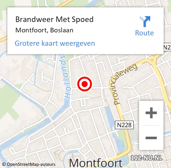 Locatie op kaart van de 112 melding: Brandweer Met Spoed Naar Montfoort, Boslaan op 10 december 2017 15:59