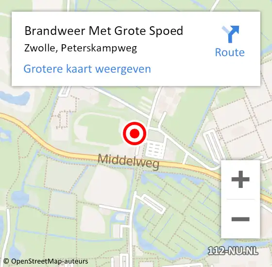 Locatie op kaart van de 112 melding: Brandweer Met Grote Spoed Naar Zwolle, Peterskampweg op 10 december 2017 16:07