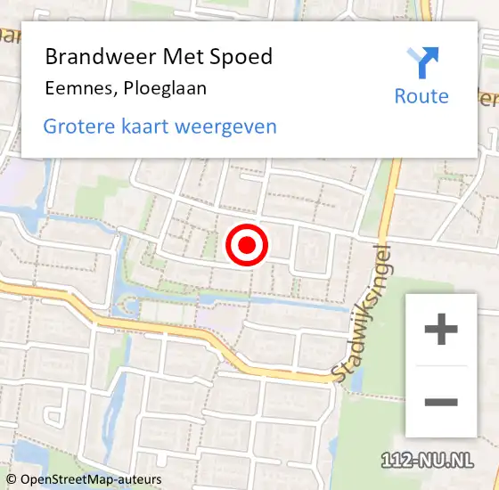 Locatie op kaart van de 112 melding: Brandweer Met Spoed Naar Eemnes, Ploeglaan op 10 december 2017 16:22