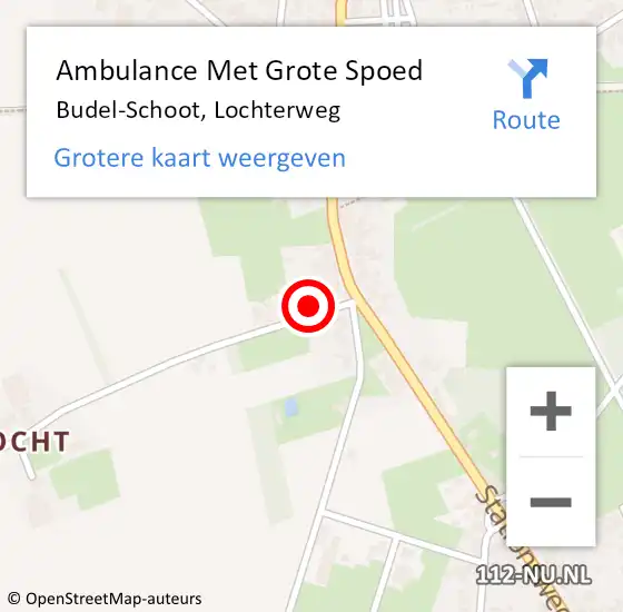 Locatie op kaart van de 112 melding: Ambulance Met Grote Spoed Naar Budel-Schoot, Lochterweg op 10 december 2017 16:39