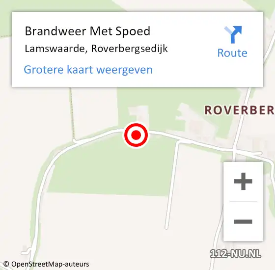 Locatie op kaart van de 112 melding: Brandweer Met Spoed Naar Lamswaarde, Roverbergsedijk op 10 december 2017 16:50