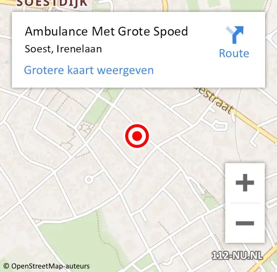 Locatie op kaart van de 112 melding: Ambulance Met Grote Spoed Naar Soest, Irenelaan op 10 december 2017 16:54