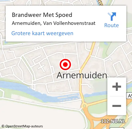 Locatie op kaart van de 112 melding: Brandweer Met Spoed Naar Arnemuiden, Van Vollenhovenstraat op 10 december 2017 16:56