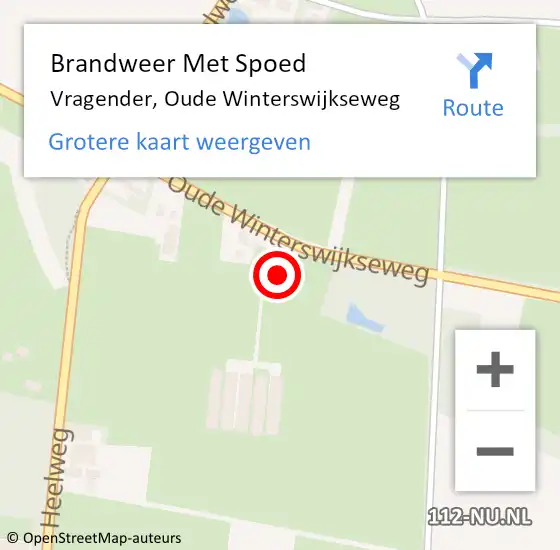 Locatie op kaart van de 112 melding: Brandweer Met Spoed Naar Vragender, Oude Winterswijkseweg op 10 december 2017 17:02