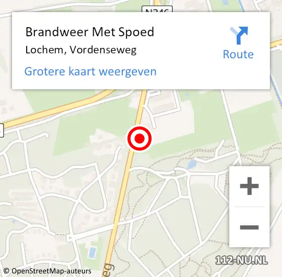 Locatie op kaart van de 112 melding: Brandweer Met Spoed Naar Lochem, Vordenseweg op 10 december 2017 17:16