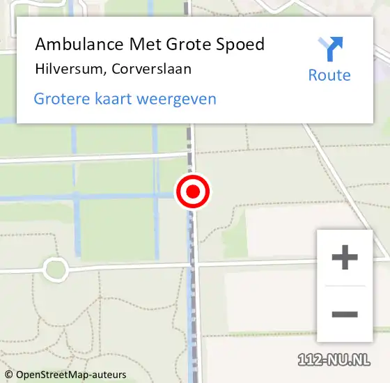 Locatie op kaart van de 112 melding: Ambulance Met Grote Spoed Naar Hilversum, Corverslaan op 9 februari 2014 13:21