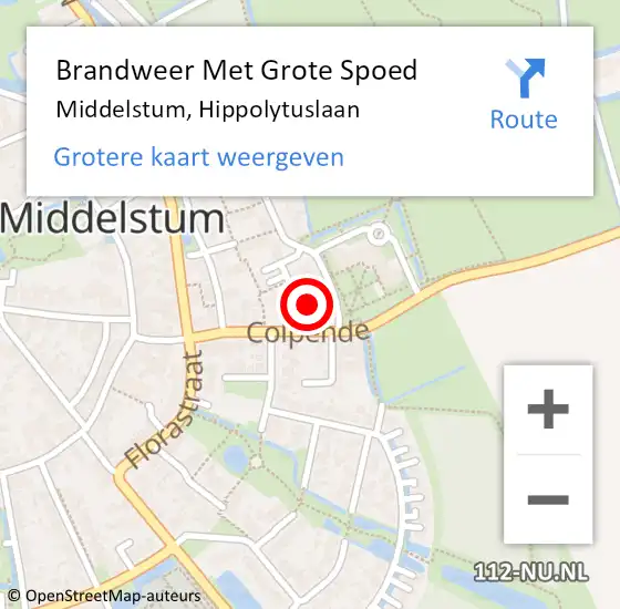 Locatie op kaart van de 112 melding: Brandweer Met Grote Spoed Naar Middelstum, Hippolytuslaan op 10 december 2017 17:23