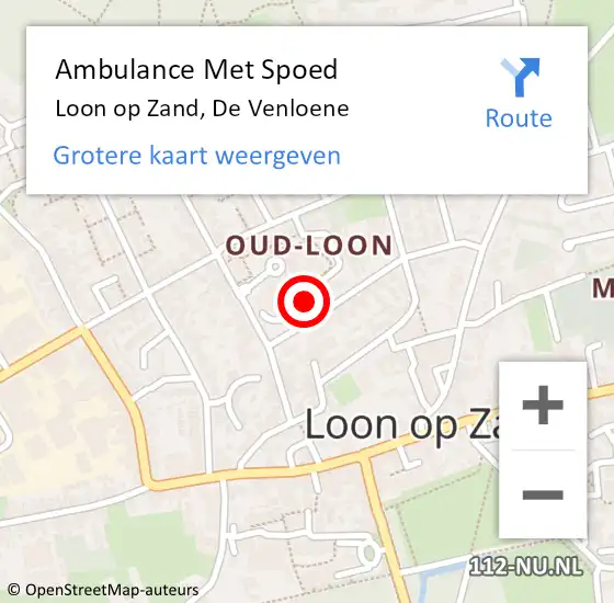 Locatie op kaart van de 112 melding: Ambulance Met Spoed Naar Loon op Zand, De Venloene op 10 december 2017 17:59