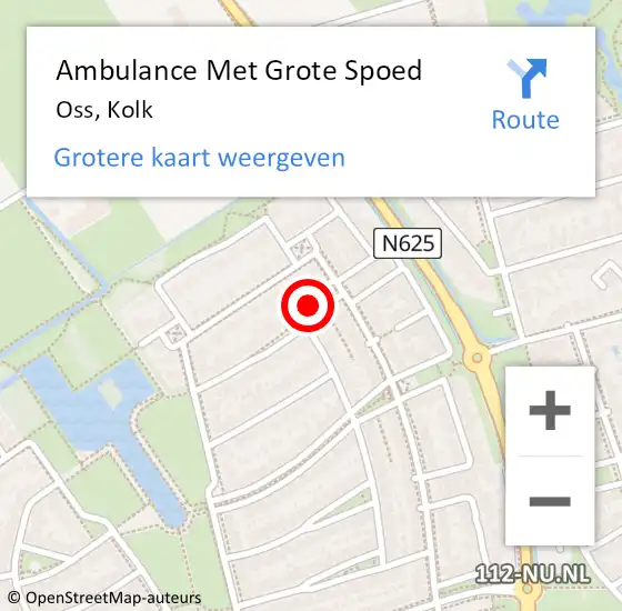 Locatie op kaart van de 112 melding: Ambulance Met Grote Spoed Naar Oss, Kolk op 10 december 2017 18:05