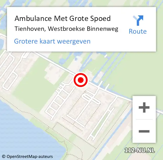 Locatie op kaart van de 112 melding: Ambulance Met Grote Spoed Naar Tienhoven, Westbroekse Binnenweg op 10 december 2017 18:24